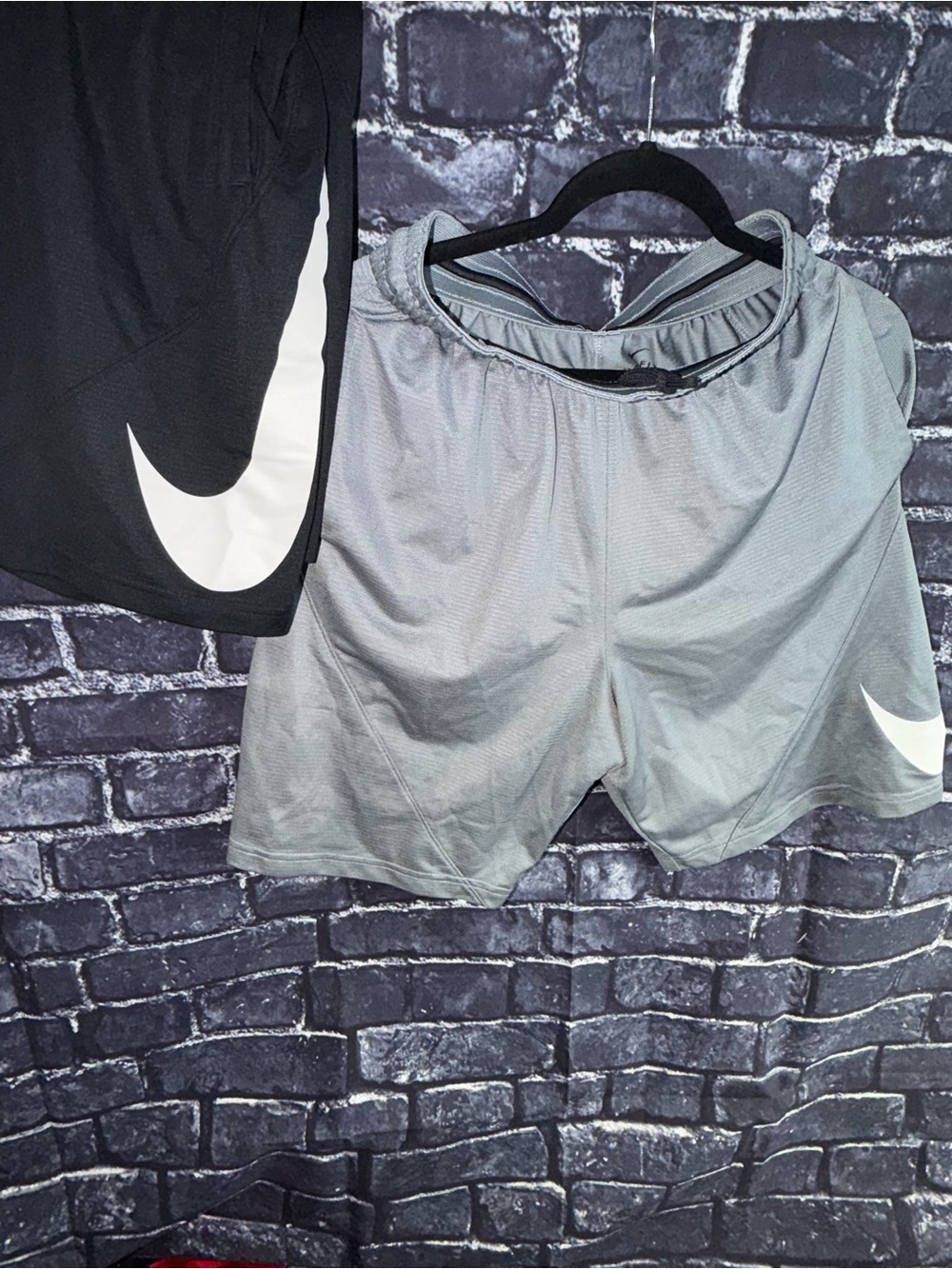 Mens’s Nike Basketball Shorts- Black & Gray with White Accent (L)
